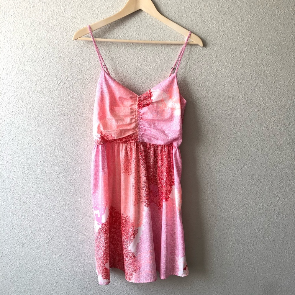 Roxy Pink & Red Lightweight Fun Summer Mini Dress Beach Coastal Vacation